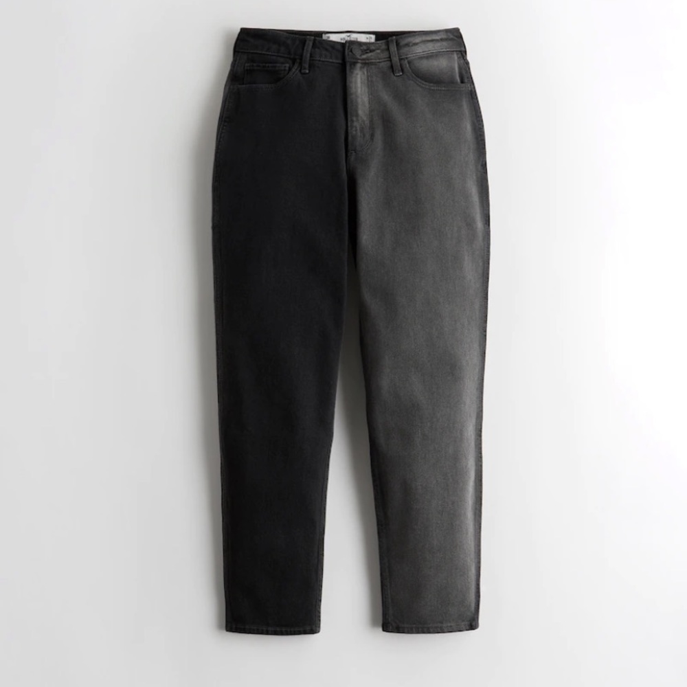 Hollister Curvy Ultra High-Rise Black Spliced Mom Jeans Black Size 5S